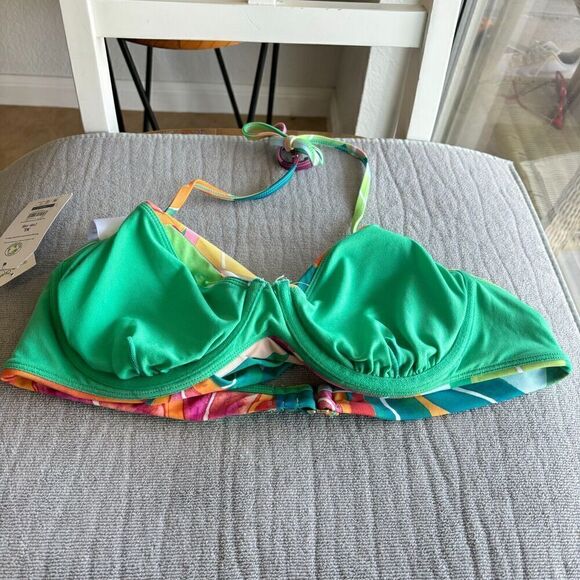 NEW Time And Tru Multicolor XL (16-18) Bikini Top Swimwear Underwired Adjustable - Picture 6 of 7